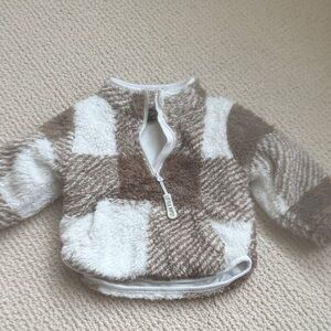 Little Bipsy Plaid Fleece Pullover - Brown and White